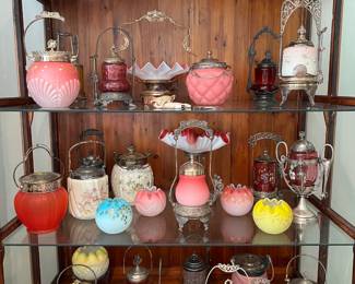 In this case, the collection is of pickle jars and biscuit containers.