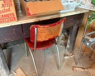 Vintage chrome kitchen chair and mason jars