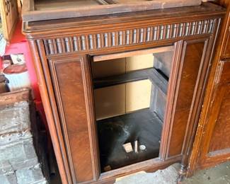Antique wooden console cabinet