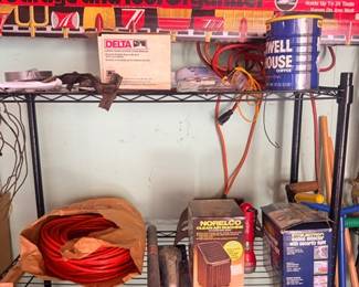 Garage tool organizer shelf and hardware