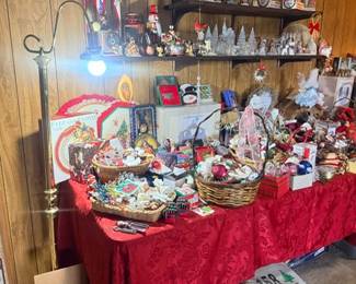 Shelves of Christmas ornaments and figurines