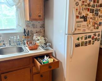Kitchen with refrigerator & cabinets
