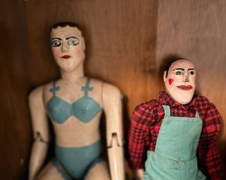 Antique hand-carved wooden folk art figures
