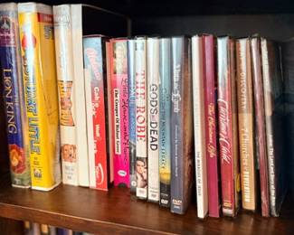 Shelf of DVDs & VHS movies