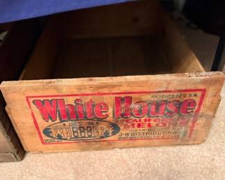 Antique White House brand wooden advertising crate