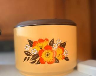 Retro 1970s floral tin canister