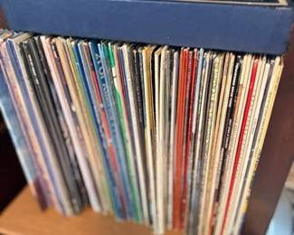 Rack of vintage LP vinyl records