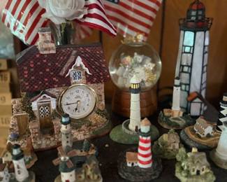 Collectible lighthouse figurines display lot