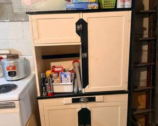 Vintage cream kitchen cabinet with storage