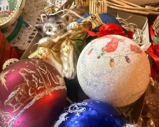Large glittered glass Christmas ball ornaments