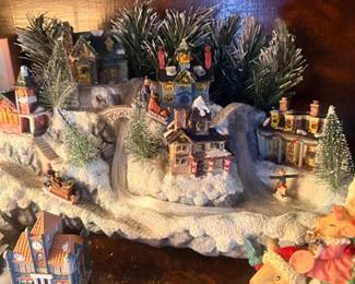 Miniature ceramic Christmas village display
