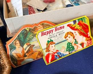 Vintage Happy Home needle book & sewing notions
