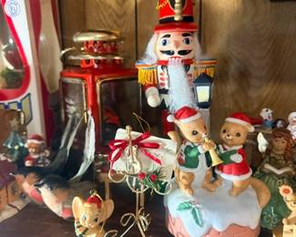 Nutcracker figures and musical Christmas decor