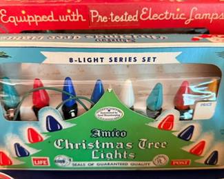 Vintage Amico Christmas tree lights, 8-light series set boxes