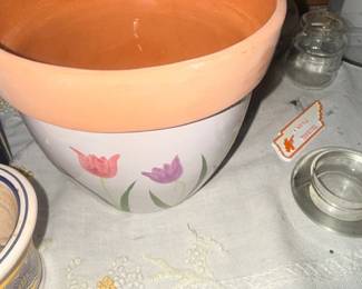 Hand-painted floral ceramic mixing bowl