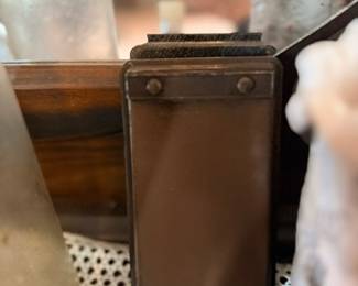 Vintage metal box & milk glass