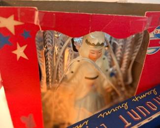 Vintage lighted Christmas angel tree topper in original box