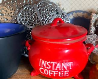 Retro red instant coffee ceramic canister
