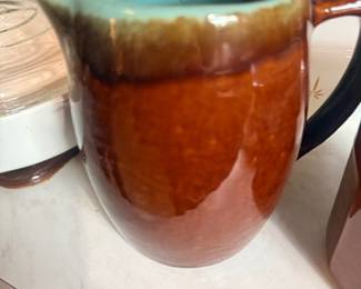 Studio pottery drip-glaze pitcher