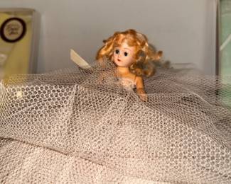 Vintage collector doll in netted southern-belle gown