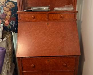 Antique birdseye maple drop-front secretary desk