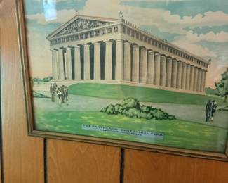 Framed vintage Nashville Parthenon print