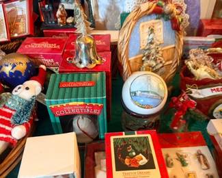 New in box collectible figurines and Christmas keepsakes