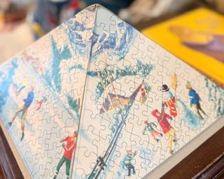 Vintage skiing scene jigsaw puzzle