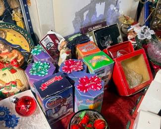 LED acrylic nativity scene and Christmas gift boxes