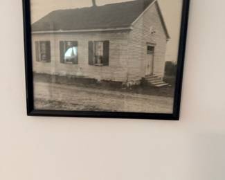 Antique framed black-and-white house photo