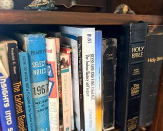 Shelf of religious books & Bibles