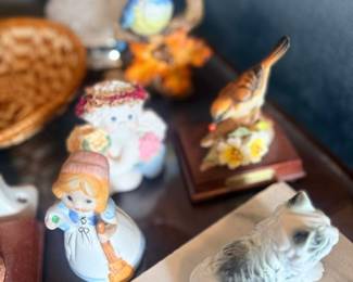 Vintage ceramic bird & girl figurines