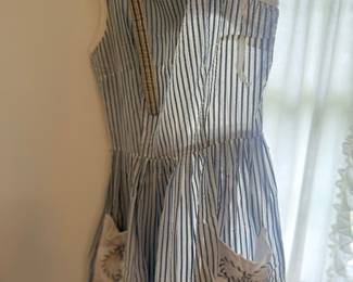 Vintage striped dress with apron