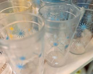 Mid-century atomic starburst drinking glasses set