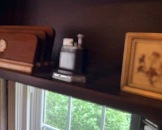 Vintage wooden box & framed art