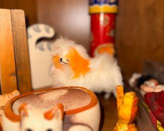Vintage ceramic cat planter & decorative kaleidoscope