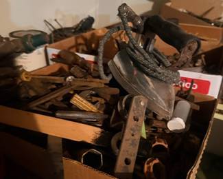 Box of assorted yard and garden tools