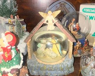 Nativity manger scene snow globe with angel