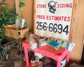 Vintage Coronado advertising sign and paint cart