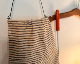 Vintage striped ticking fabric tote bag