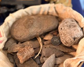Native American arrowheads & stone artifact collection