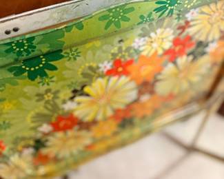 Retro mid-century floral metal serving tray