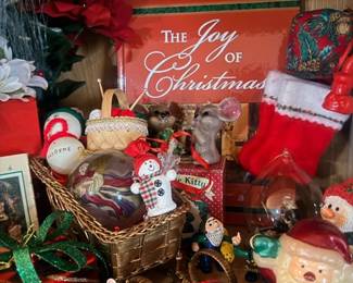 Joy of Christmas book and ceramic Santa cookie jar