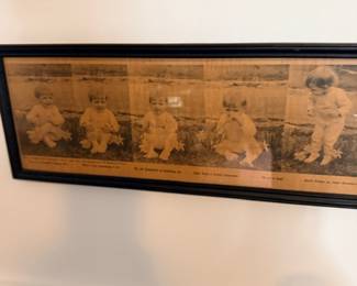 Framed vintage panoramic group photograph