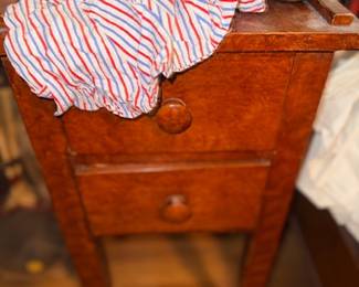 Antique tiger maple nightstand with drawers