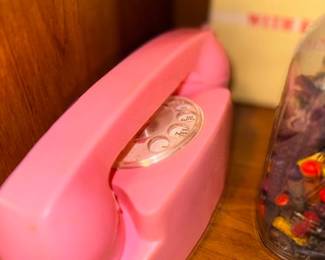 Vintage pink rotary telephone