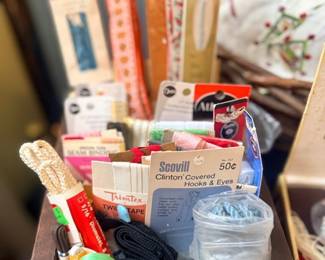 Vintage sewing notions — hooks, snaps & needles