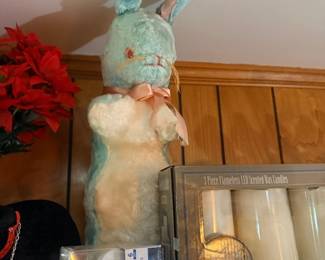 Vintage plush bunny rabbit and candle set