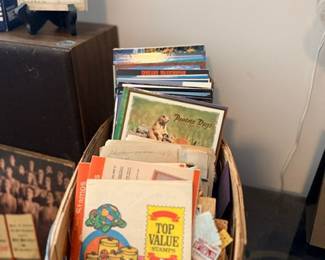 Vintage ephemera — sheet music, postcards & trading stamps
