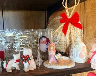 Straw ornament and religious holiday figurines